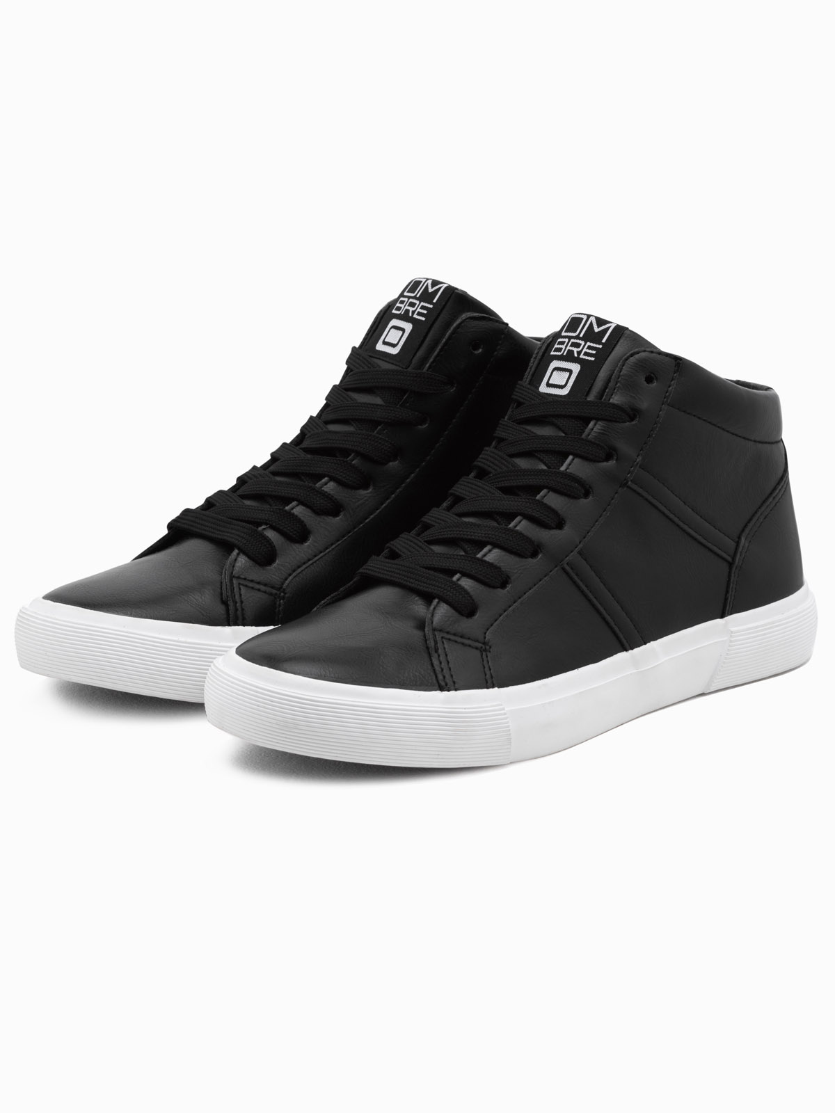 Buty męskie sneakersy za kostkę z kontrastową podeszwą - czarne V6