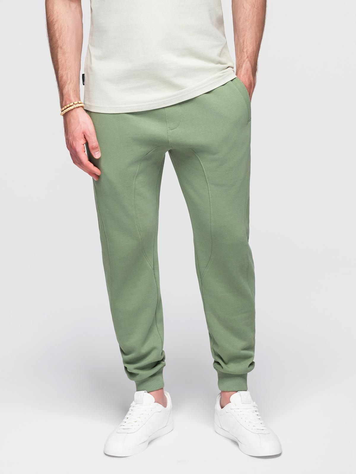 Spodnie męskie dresowe typu jogger - zielone V3
