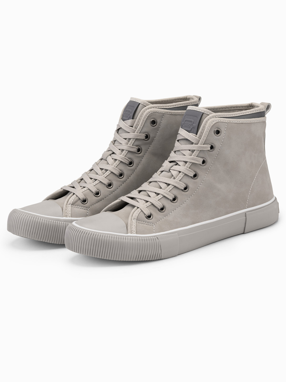 Wysokie buty męskie trampki z dekoracyjną lamówką – popielate V3