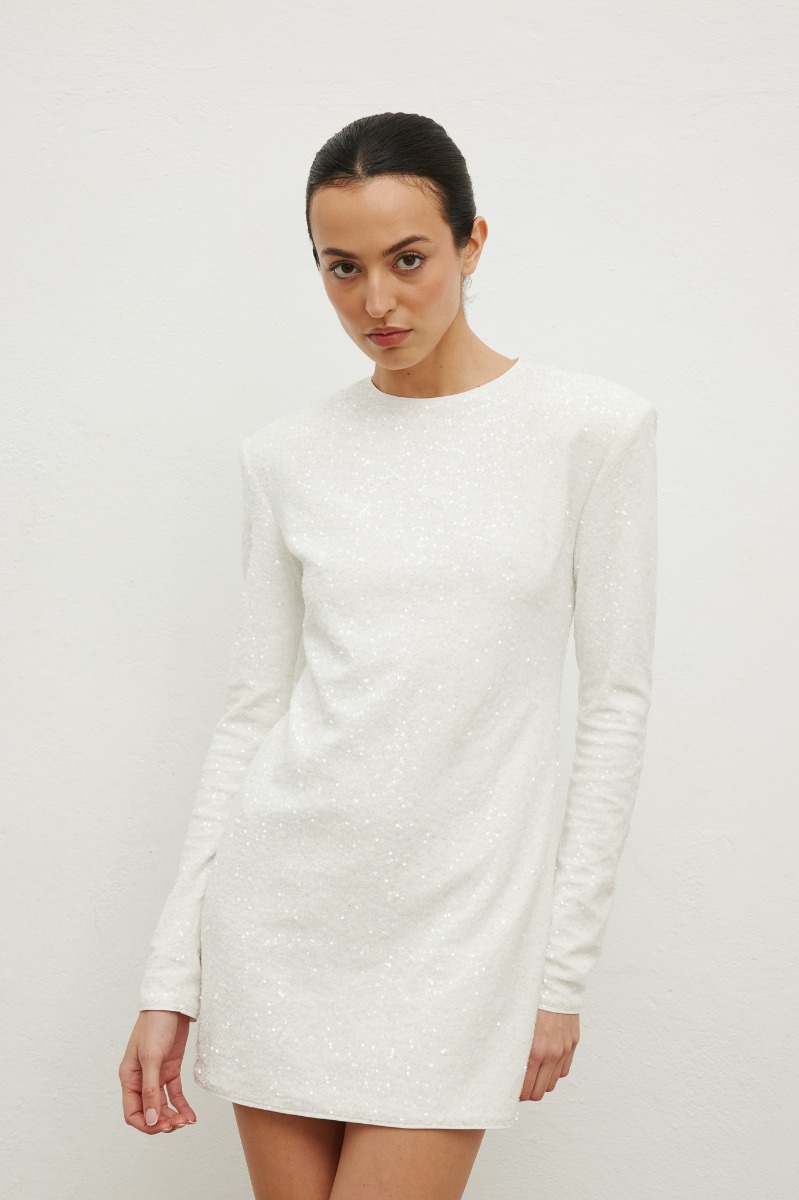 Sukienka z cekinami w kolorze CREM - Marsala