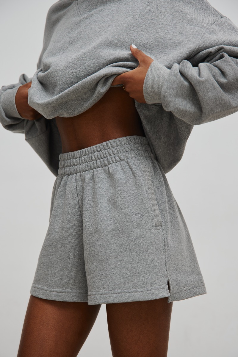 Szorty z dzianiny dresowej w kolorze DEEP GREY MELANGE - Marsala