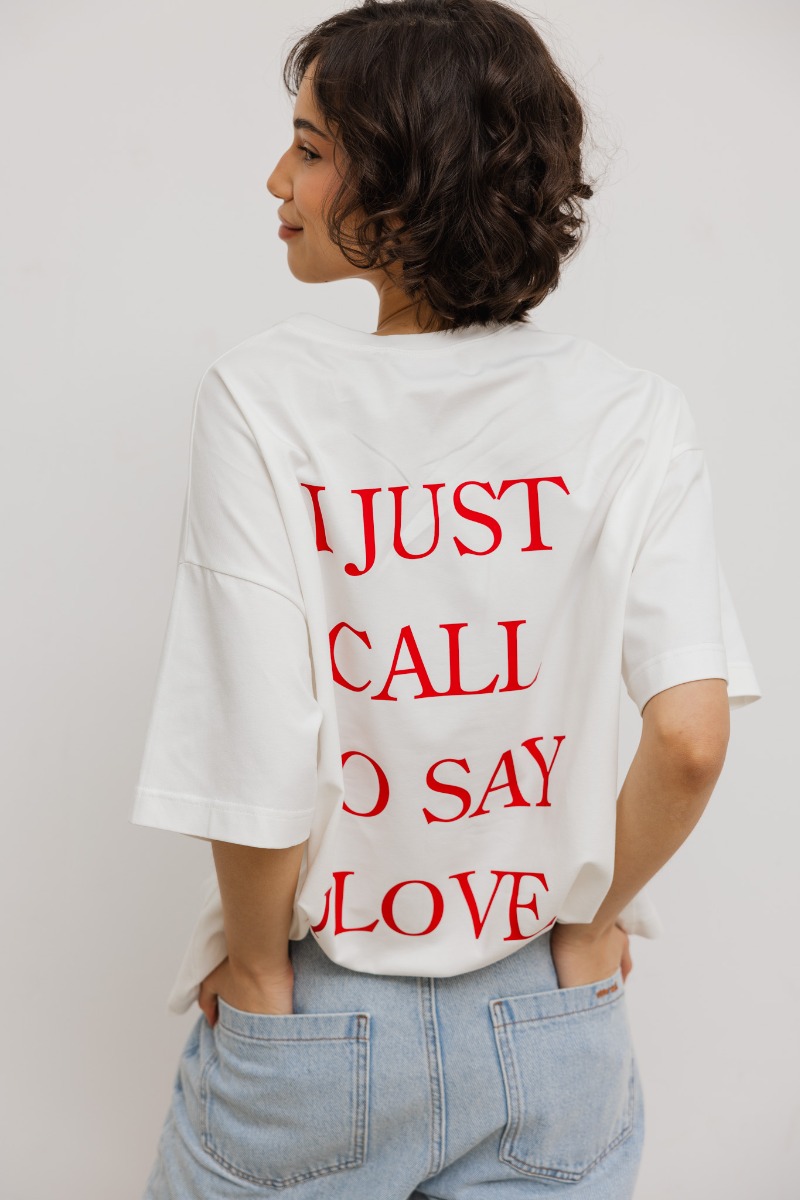 T-shirt z NADRUKIEM w kolorze ECRU - Marsala