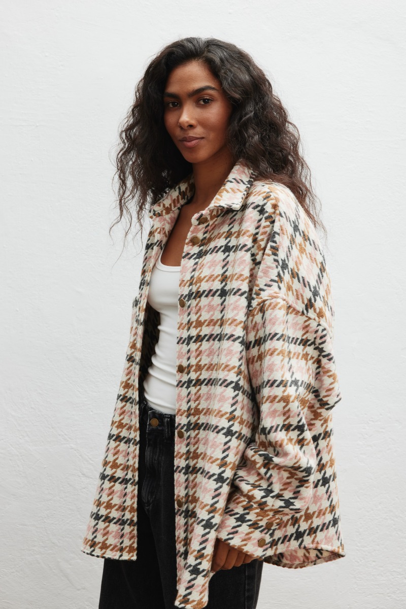 Koszula wierzchnia z wełną WIELOKOLOROWA - Marsala