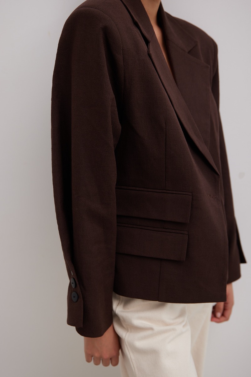 Marynarka o prostym kroju w kolorze INTENSE BROWN - Marsala