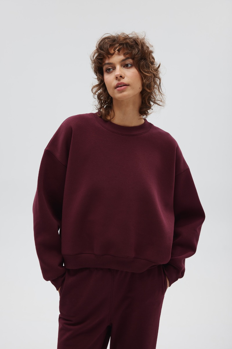 Bluza damska typu oversize w kolorze BURGUNDY - Marsala