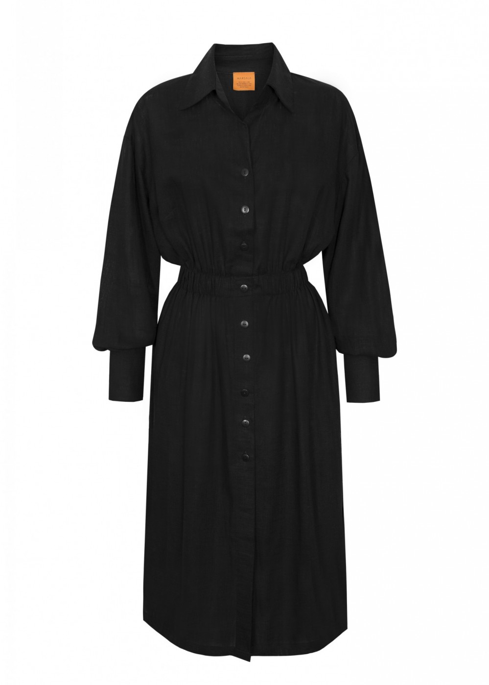 Sukienka Długa lniana koszulowa sukienka czarna z rozcięciami - IMPACT