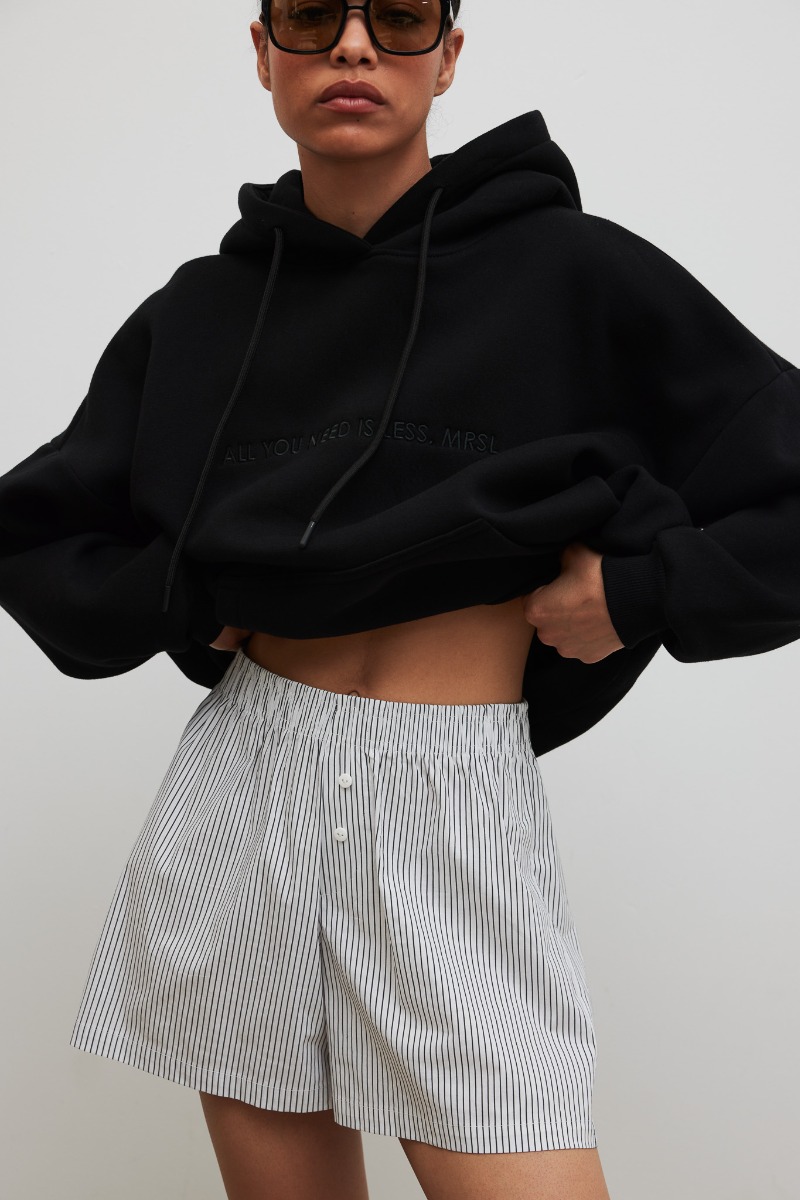 Bawełniane szorty w PASKI kolorze BIAŁYM - Marsala