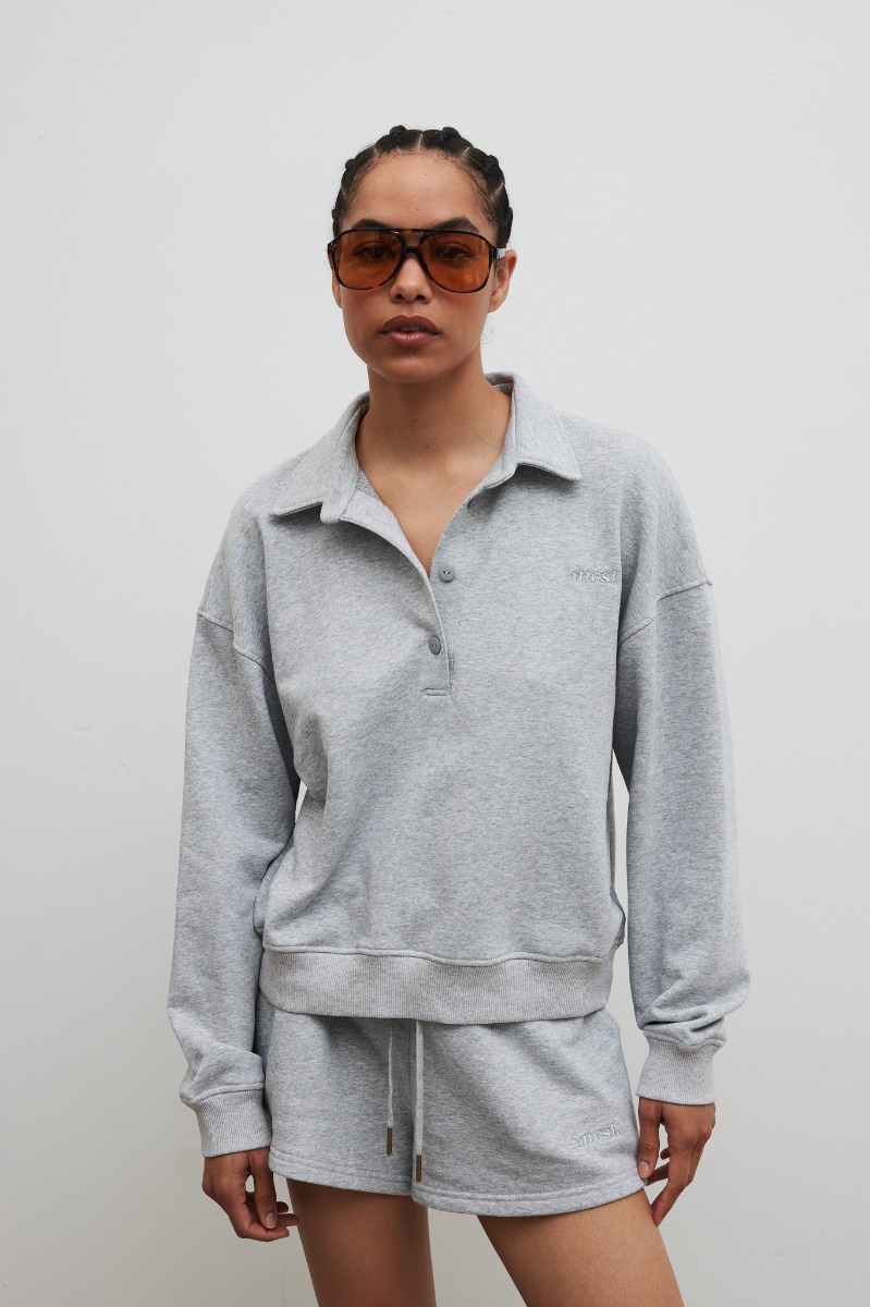 Bluza damska z kołnierzem w kolorze GREY MELANGE - Marsala