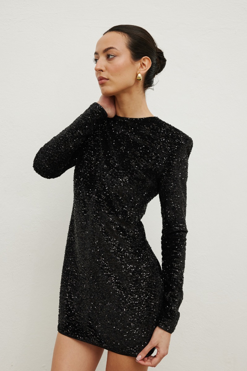 Sukienka z cekinami w kolorze BLACK - Marsala
