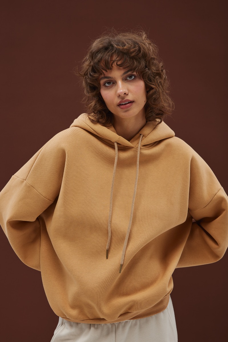 Bluza typu oversize z ociepleniem w kolorze DARK BISQUIT - Marsala