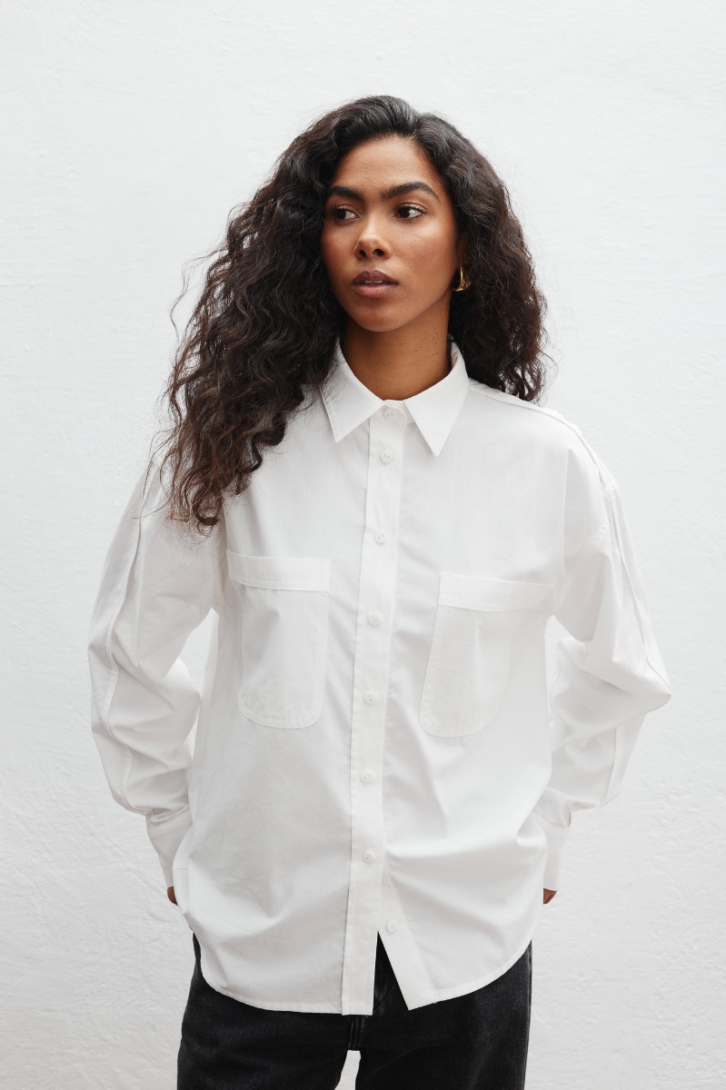 Koszula o prostym kroju w kolorze WHITE CREAM - Marsala