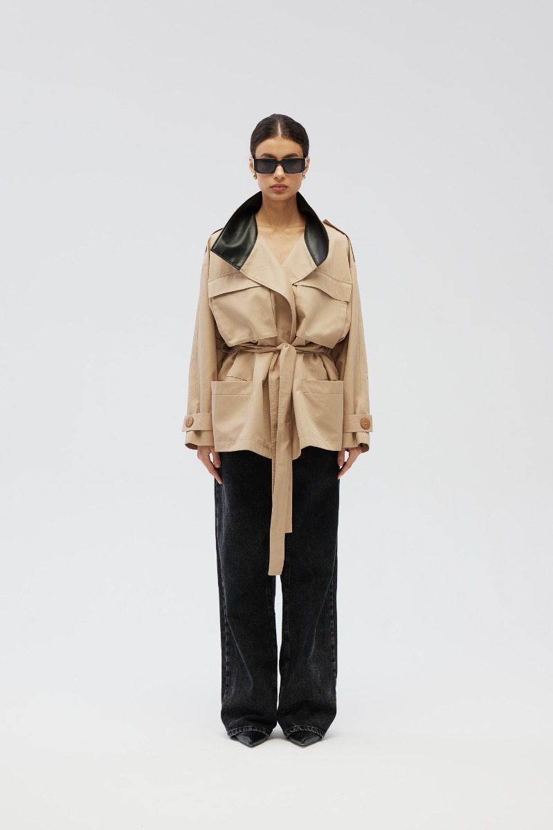 Płaszcz o długości midi w kolorze BEŻOWYM - Marsala