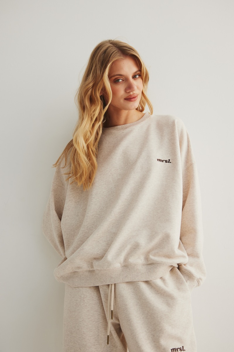 Bluza damska o kroju regular fit w kolorze LATTE MELANGE - Marsala