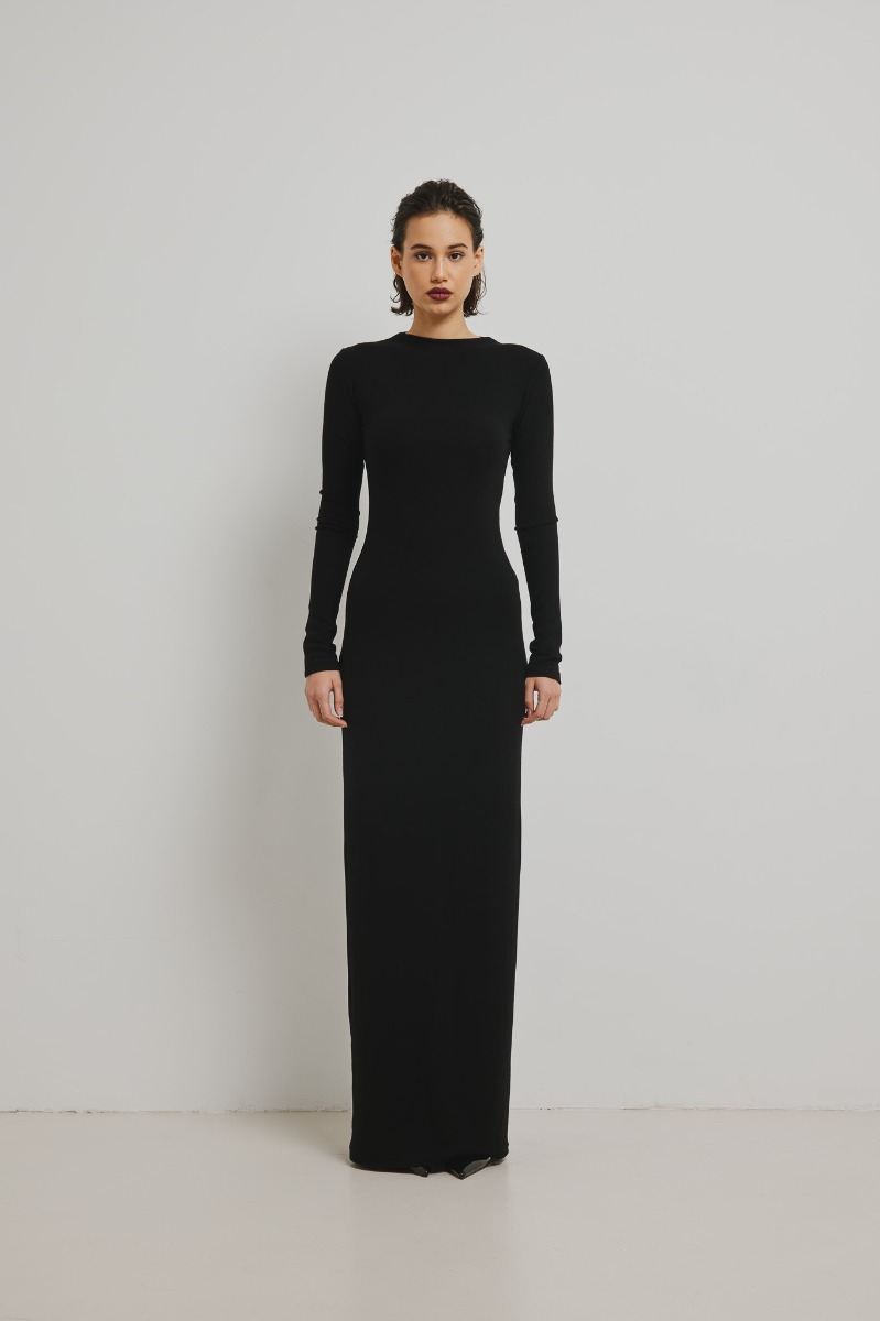 Sukienka Gładka sukienka MAXI w kolorze TOTALLY BLACK - ARVENA-S/M