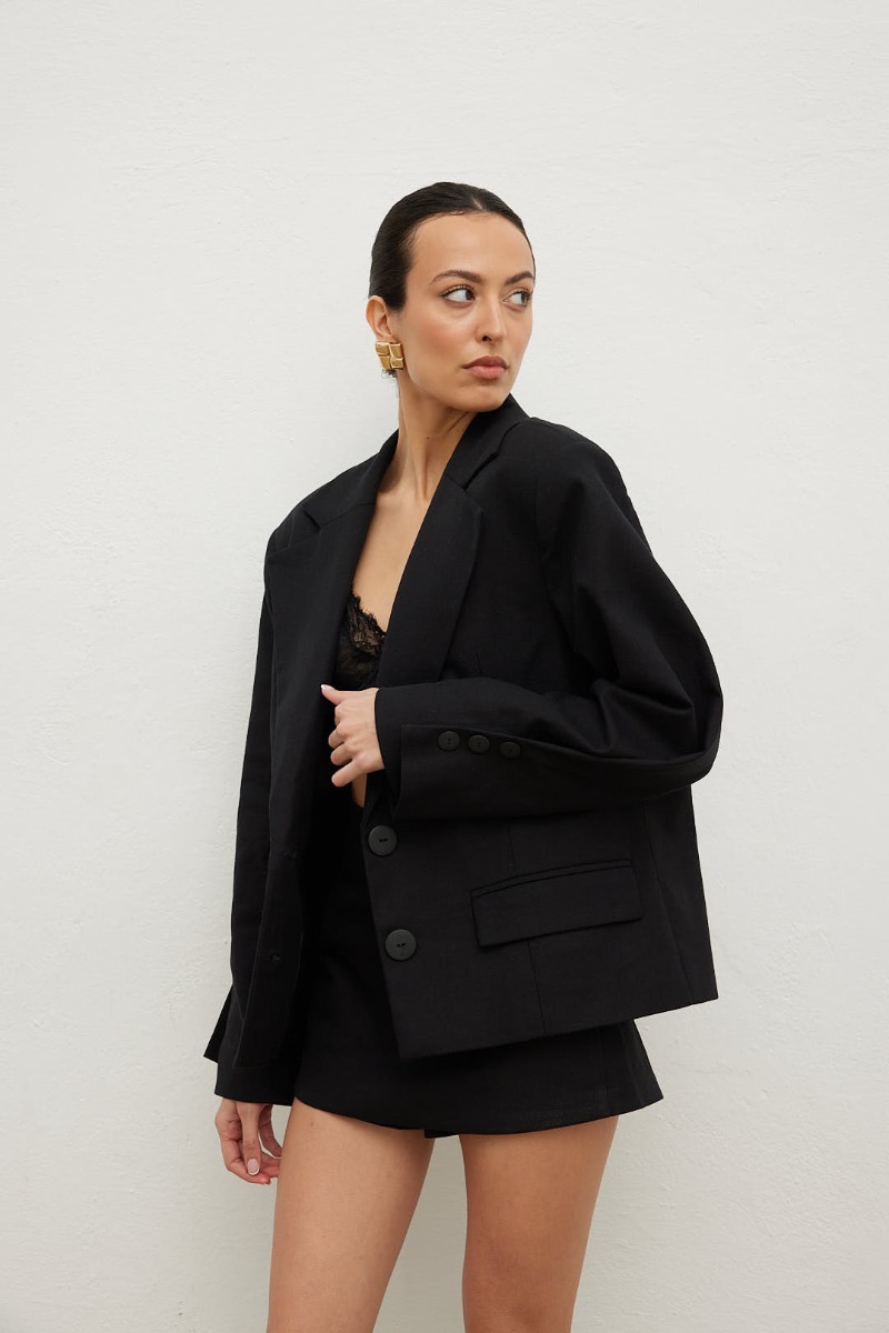 Marynarka o prostym kroju w kolorze TOTALLY BLACK - Marsala