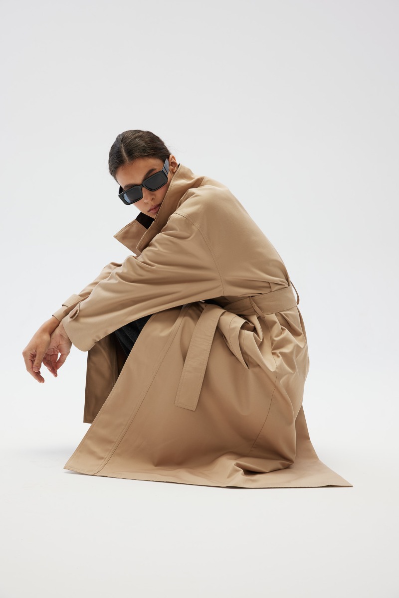 Klasyczny trencz w kolorze BEŻOWYM - Marsala