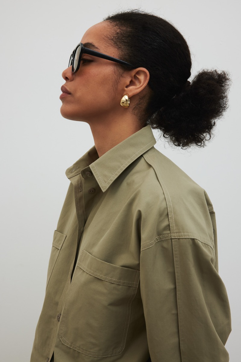 Bawełniana koszula o prostym kroju w kolorze KHAKI - Marsala