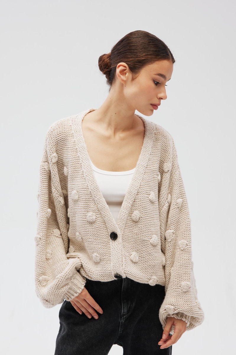 Kardigan zapinany na guziki w kolorze LIGHT BEIGE - Marsala