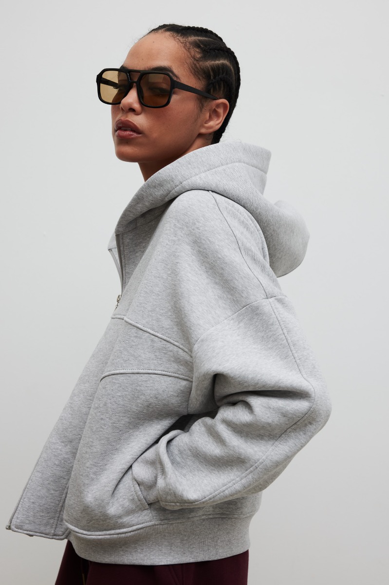 Bluza z kapturem zapinana na zamek w kolorze GREY MELANGE - Marsala