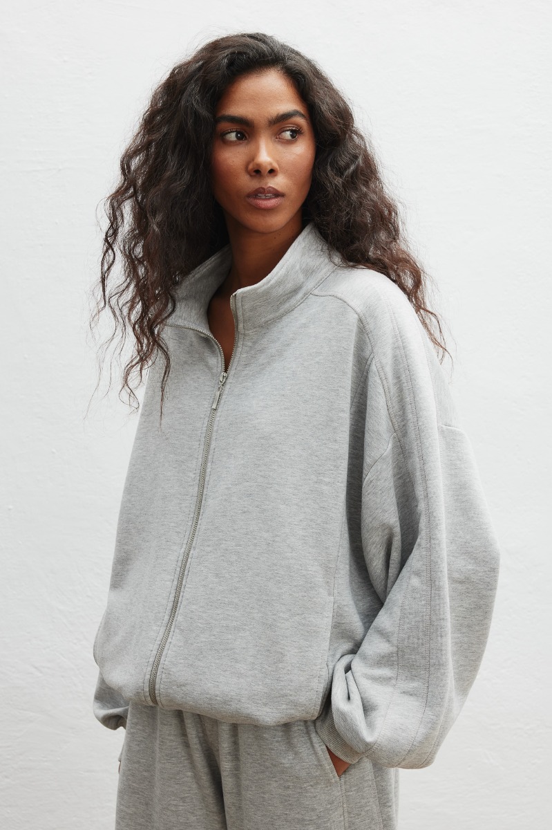 Bluza zapinana na zamek w kolorze LIGHT GREY MELANGE - Marsala