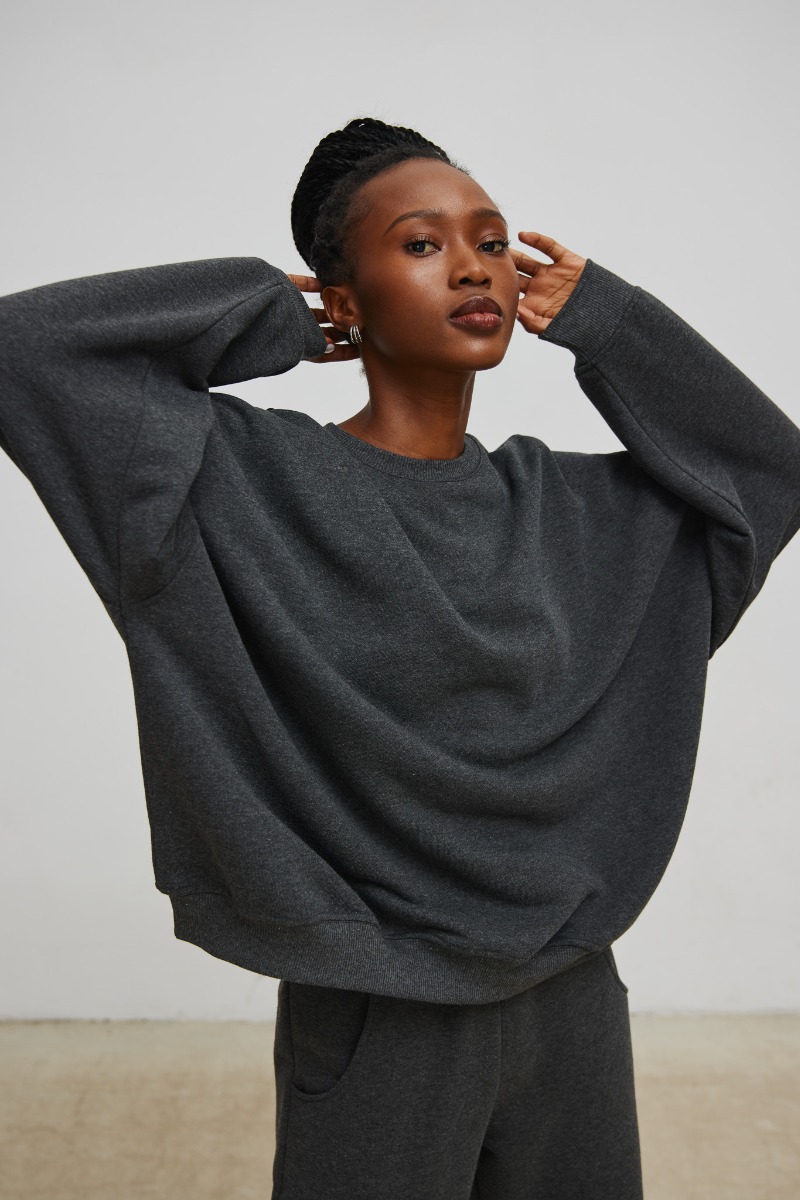 Bluza damska o kroju regular fit w kolorze GRAPHITE - Marsala