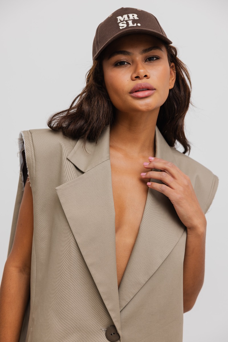 Kamizelka typu oversize w kolorze BEIGE - Marsala