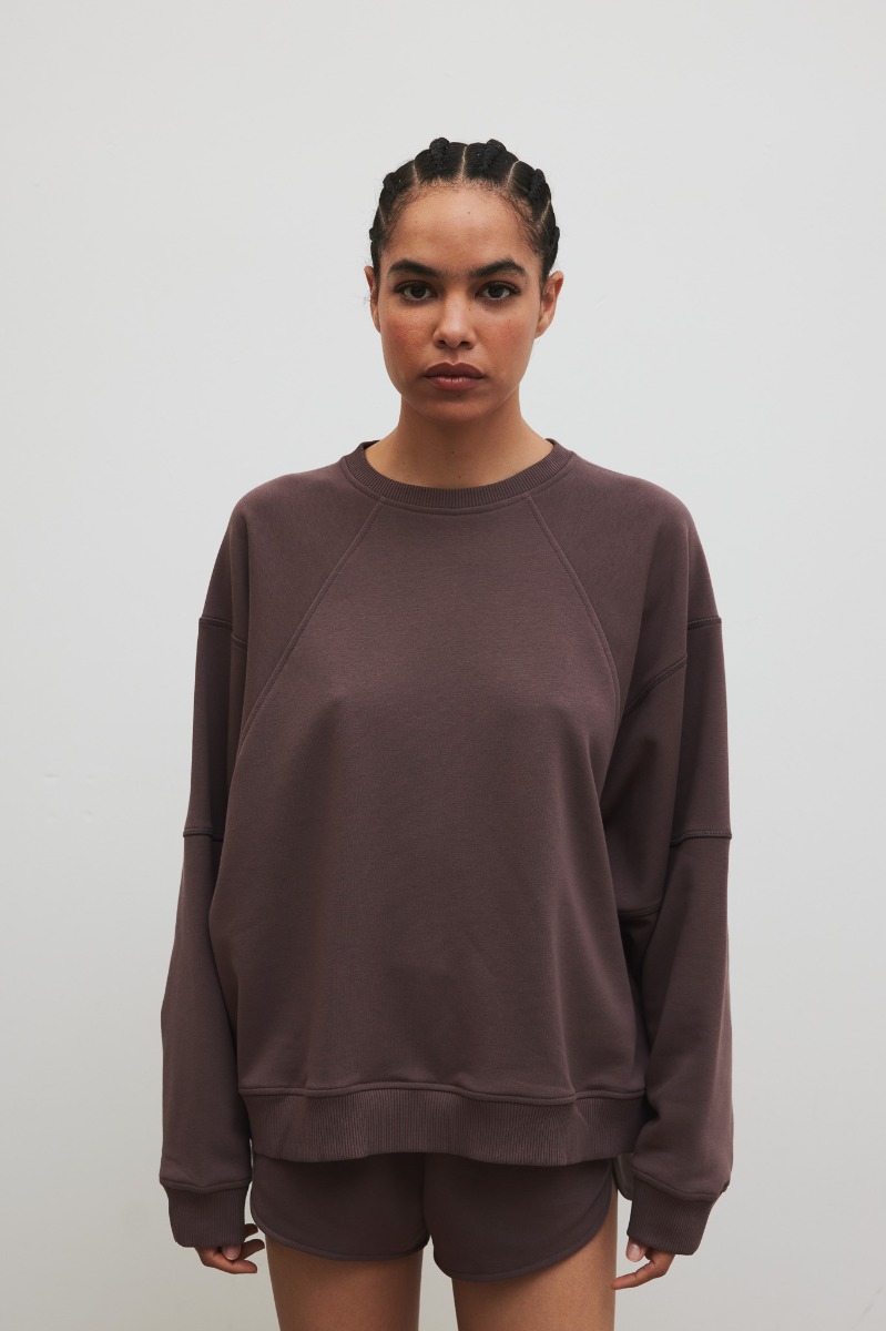 Bluza damska z przeszyciami w kolorze PURPLE TAUPE - Marsala