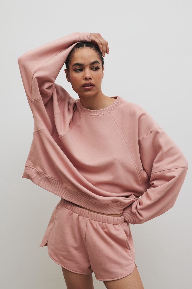 Bluza damska z przeszyciami w kolorze COTTONE ROSE - Marsala