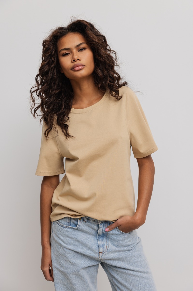 Damski T-Shirt w kolorze BEIGE - Marsala