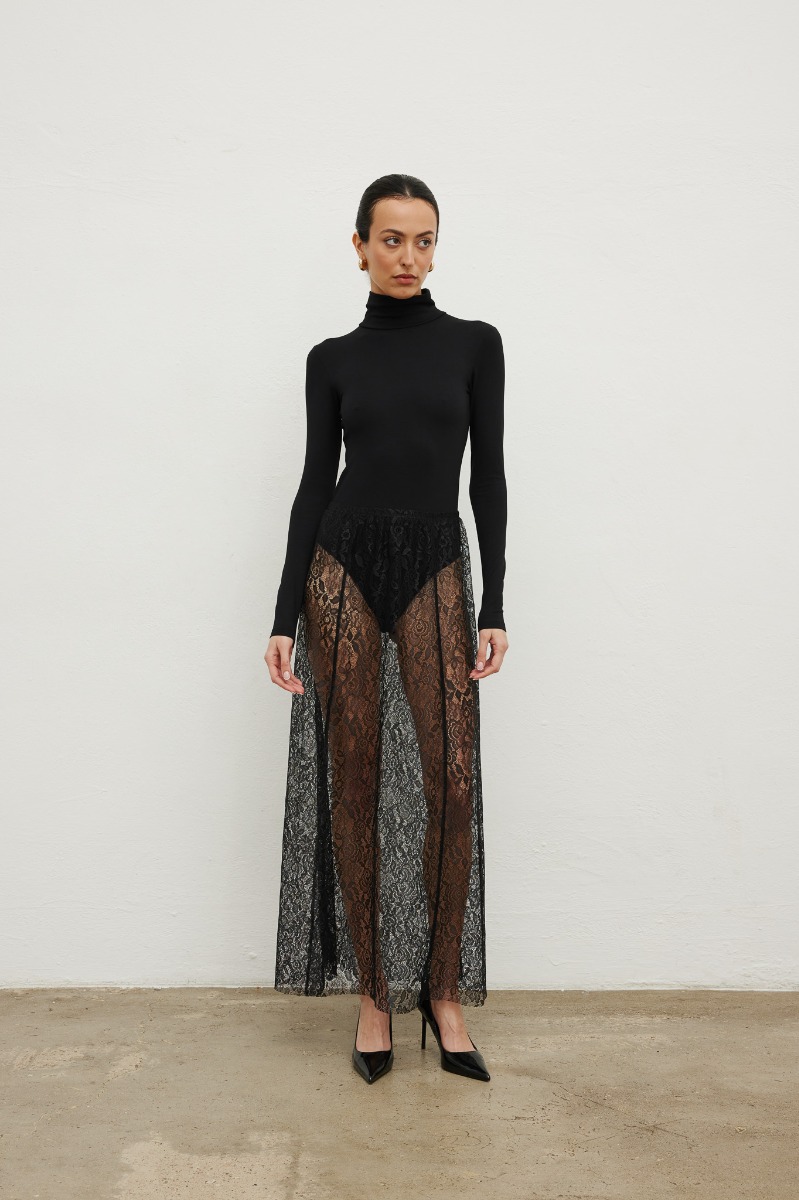 Spódnica koronkowa w kolorze BLACK - Marsala