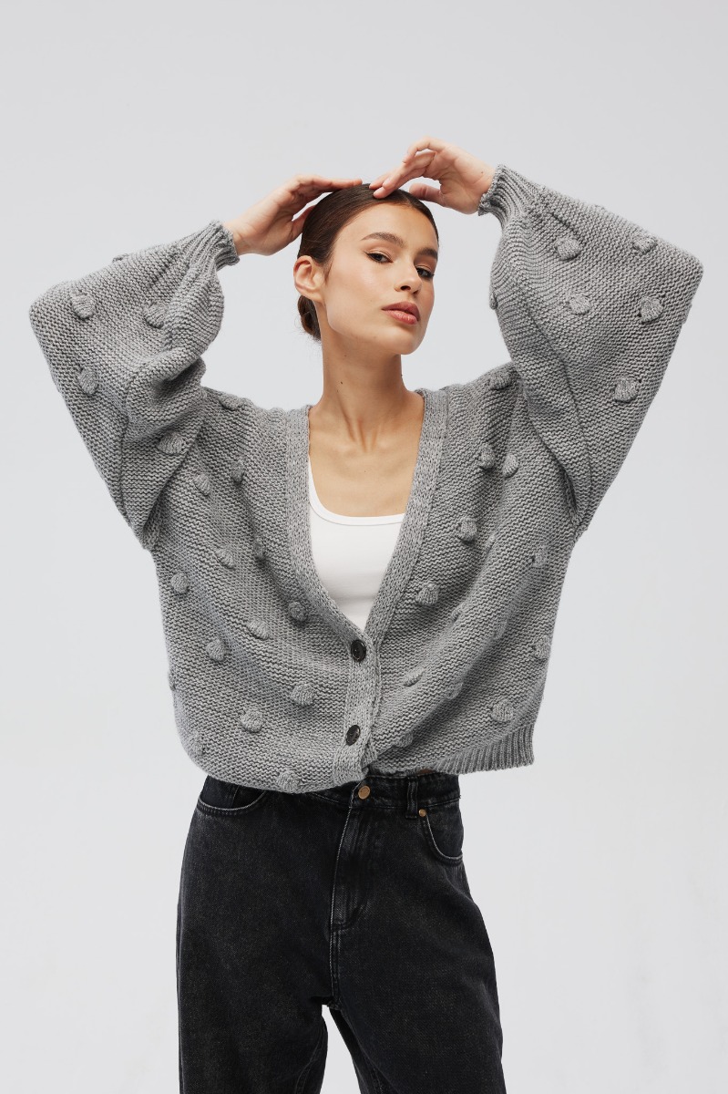 Kardigan zapinany na guziki w kolorze GREY - Marsala