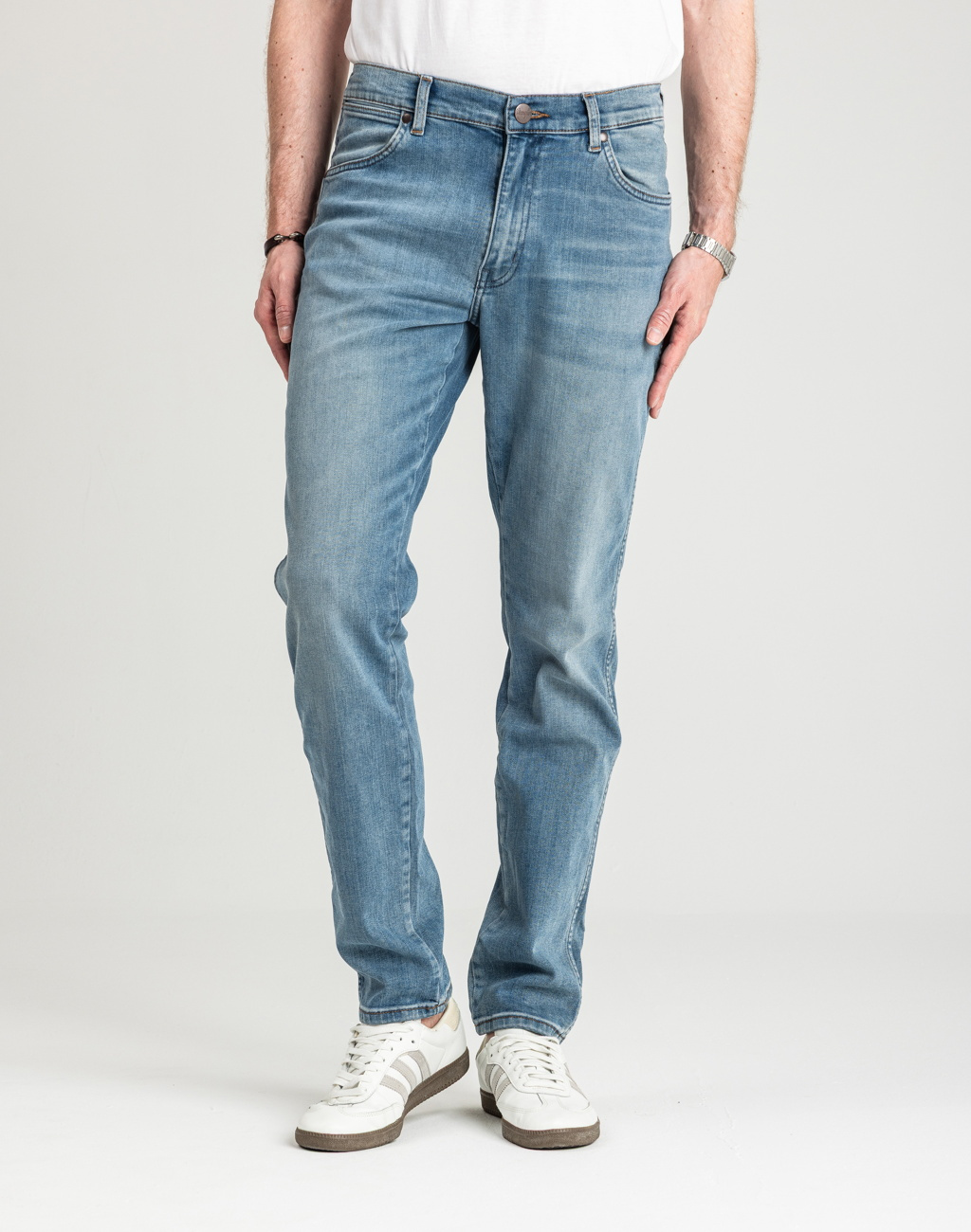 MESKIE SPODNIE WRANGLER RIVER GREY LIGHT 112373002