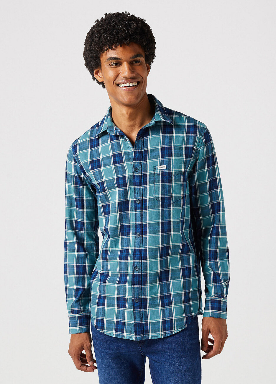 WRANGLER LS 1 PKT SHIRT MĘSKA KOSZULA W KRATĘ KRATA HYDRO INDYGO 112350492 W5A9017326