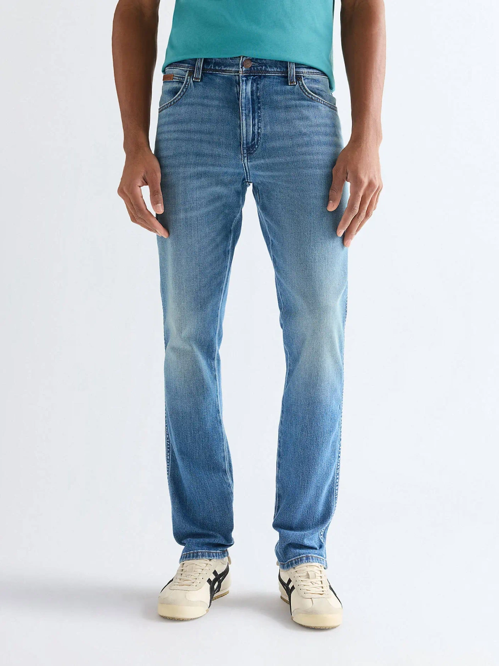 MESKIE SPODNIE WRANGLER TEXAS SLIM HARBOR BLUE 112377811