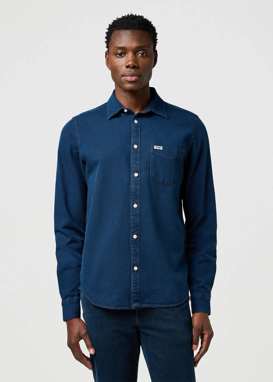 MESKA KOSZULA JEANSOWA WRANGLER 1 PKT SHIRT BLUE OXIDE 112371548