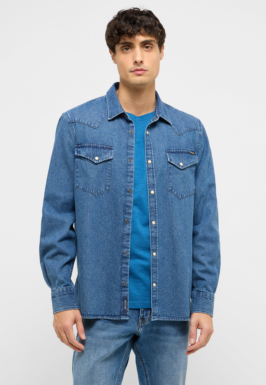 Męska Koszula Jeansowa Mustang Style Duver Denim Blue 1017538 5000 500