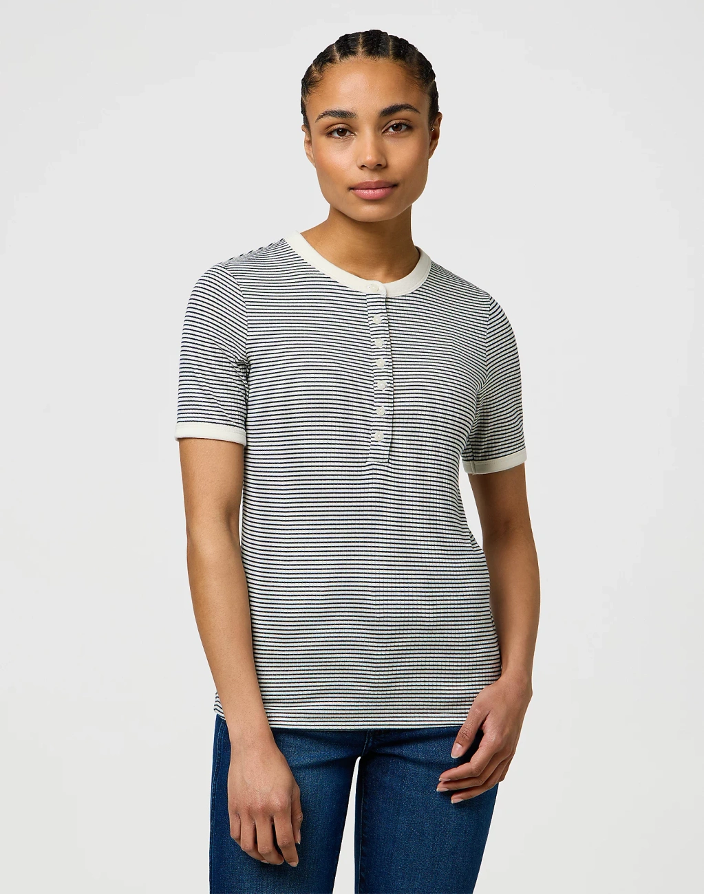 DAMSKA KOSZULKA WRANGLER FEMME KNIT HENLEY NAVY 112370742