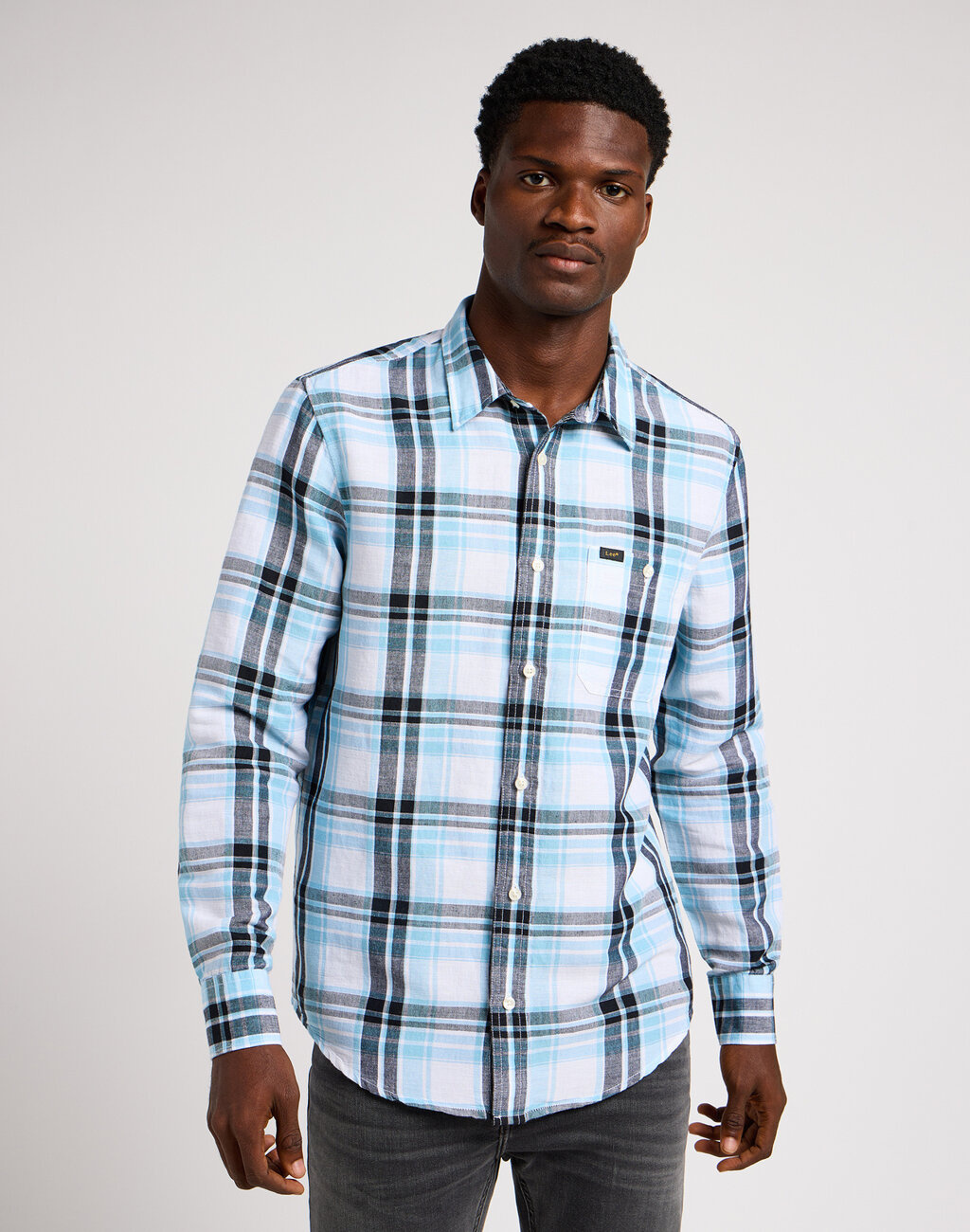 LEE LEESURE SHIRT MĘSKA KOSZULA W KRATĘ PREPPY BLUE 112349056 L66N044970