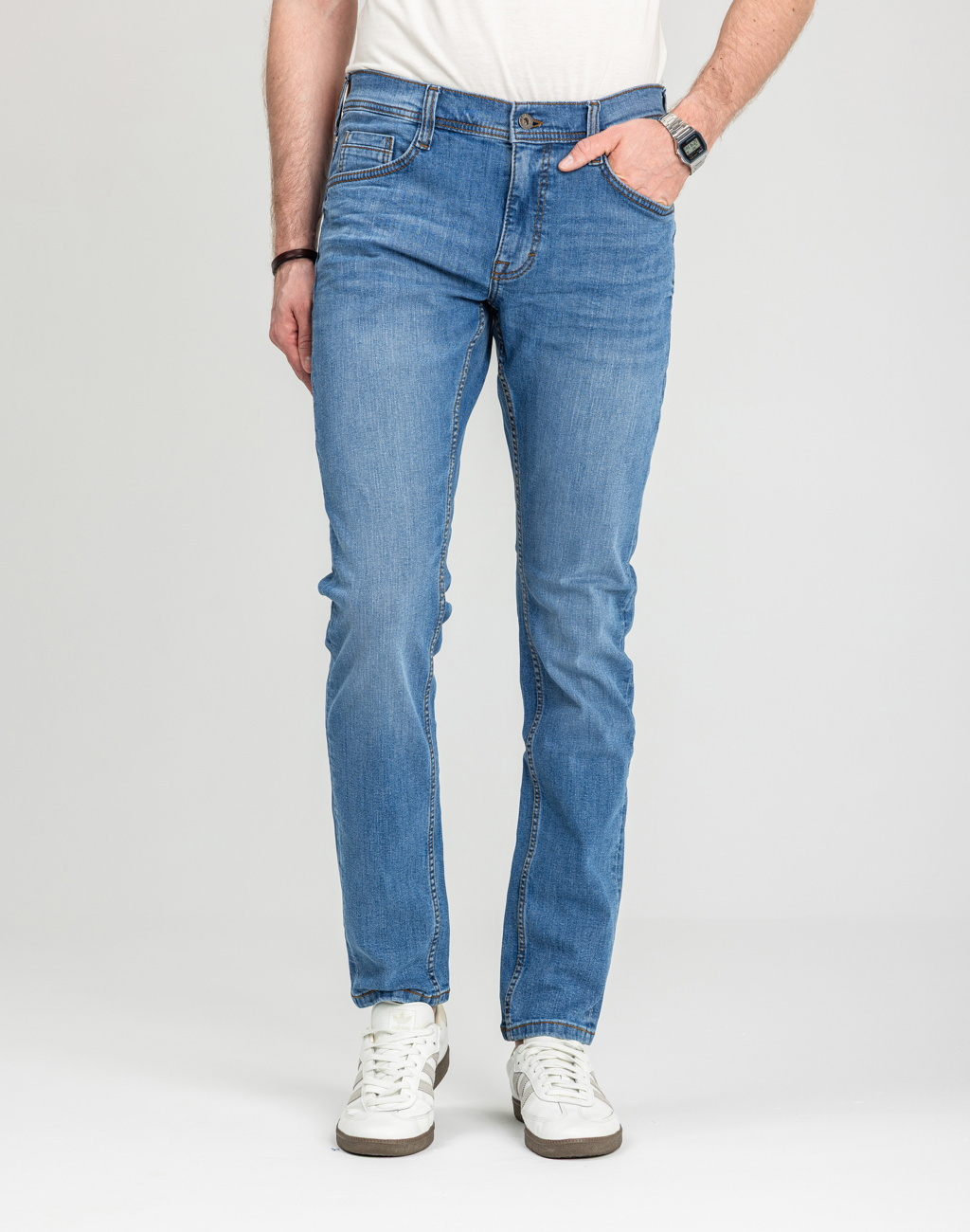 Męskie Spodnie Jeansowe Mustang Style Oregon Tapered Denim Blue 1018014 5000 682