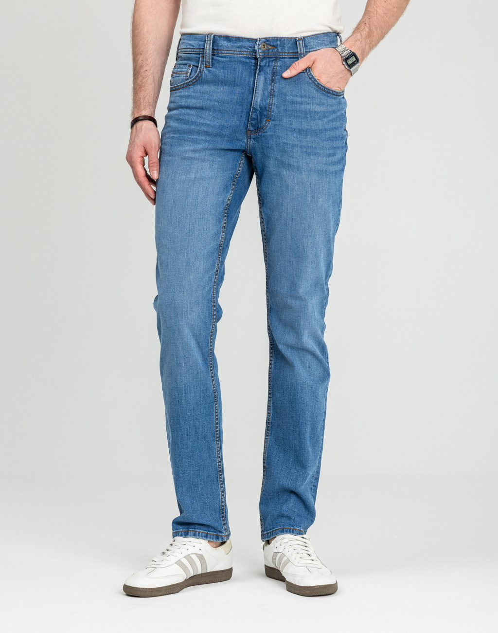 Męskie Spodnie Jeansowe Mustang Style Washington Straight Denim Blue 1018017 5000 682