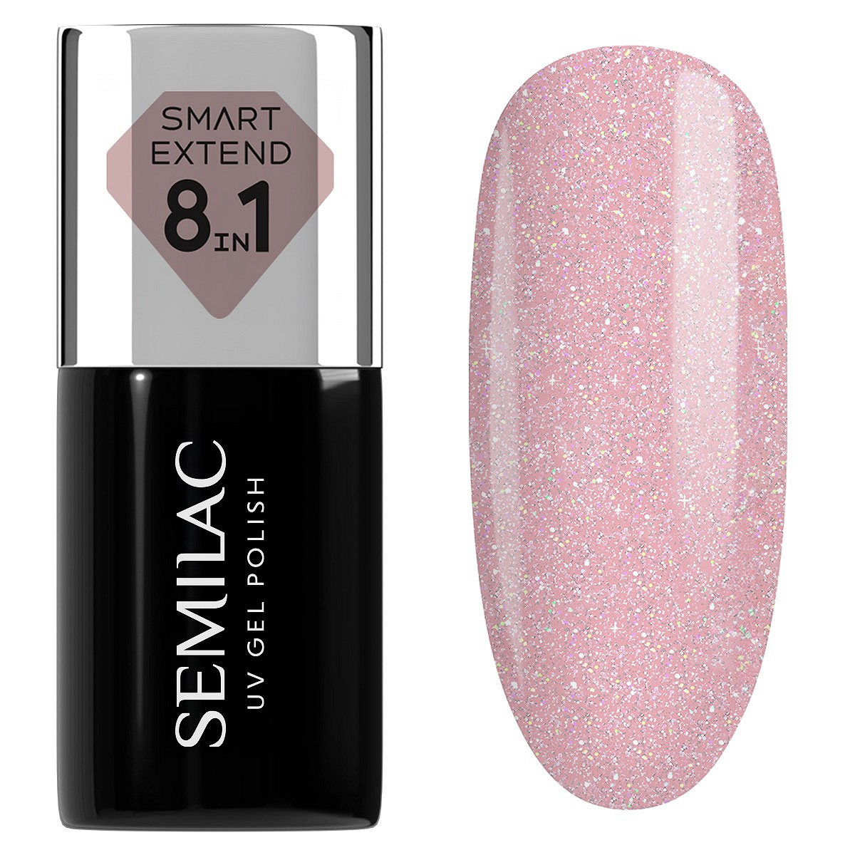 Semilac 805 Semilac Smart Extend Glitter Dirty Nude Rose