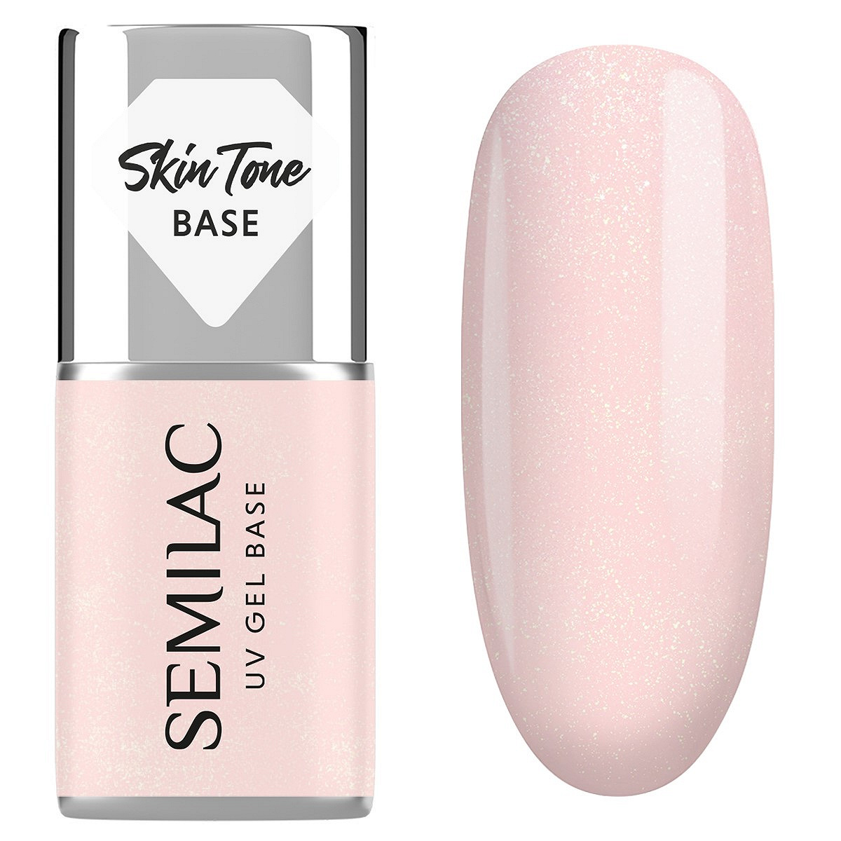 Semilac Baza do lakierów hybrydowych Skin Tone Cover Base Glitter Rose