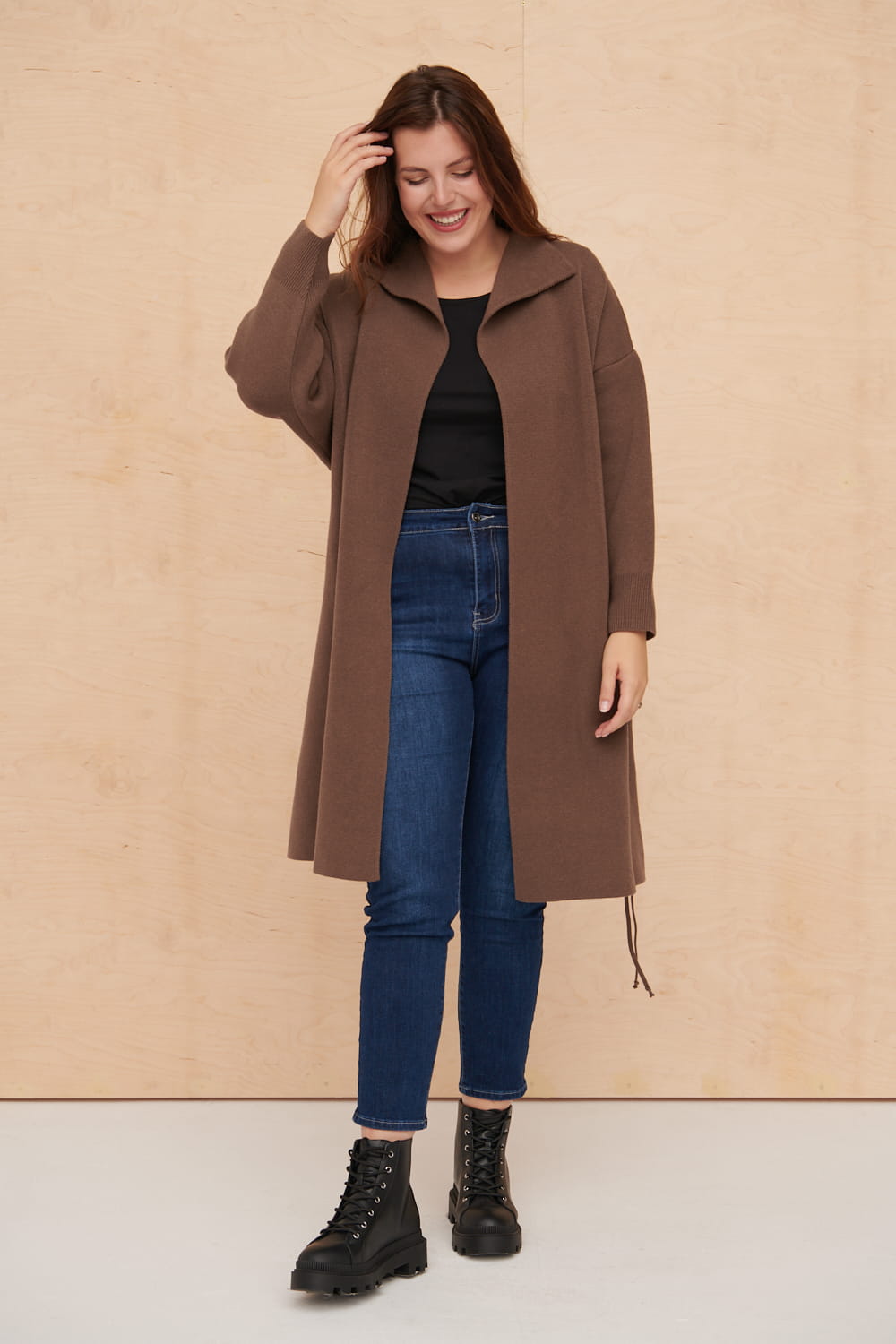 Płaszcz Damski Huggo Plus Size Czekolada
