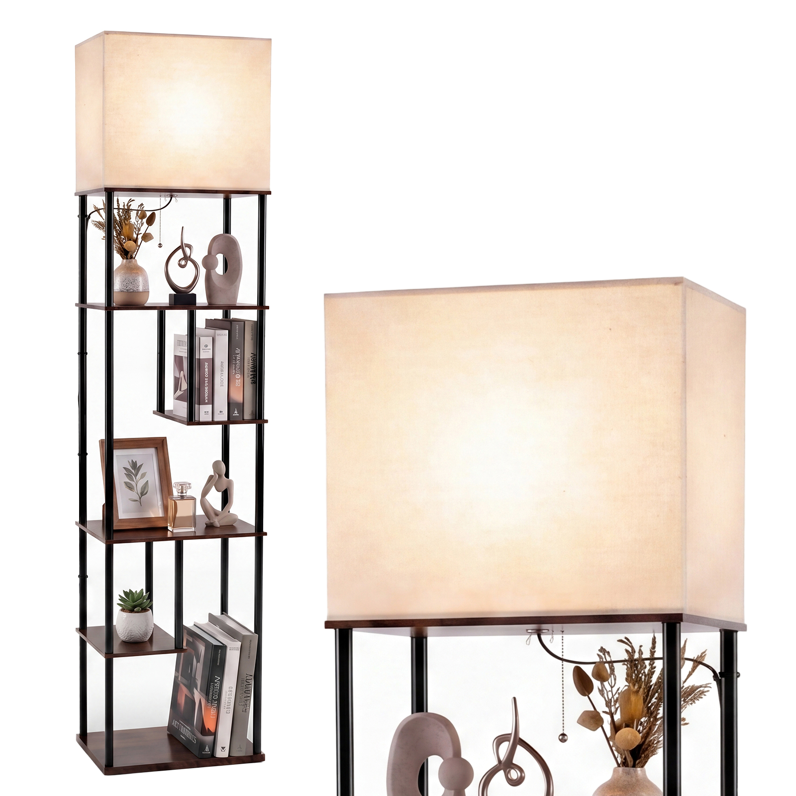 Lampa podłogowa z półkami