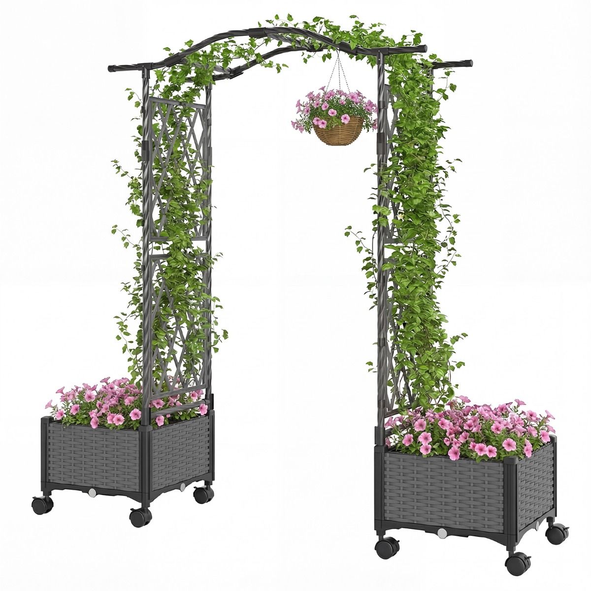 Łuk ogrodowy z kratką do roślin pnących pergola