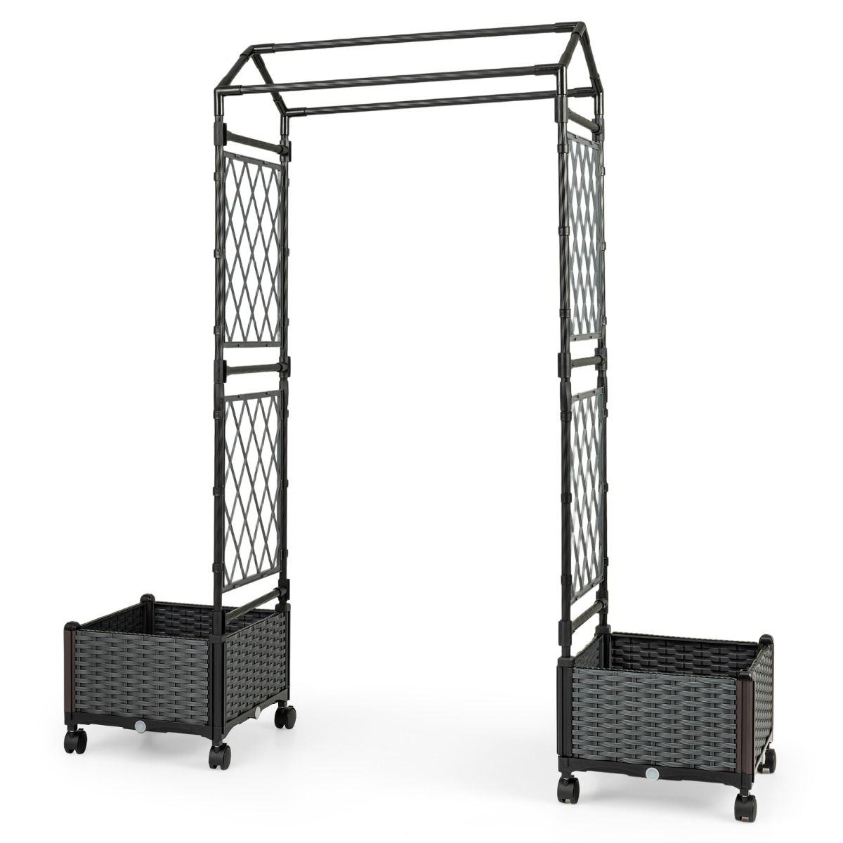 Pergola ogrodowa łuk ze skrzynkami na kwiaty