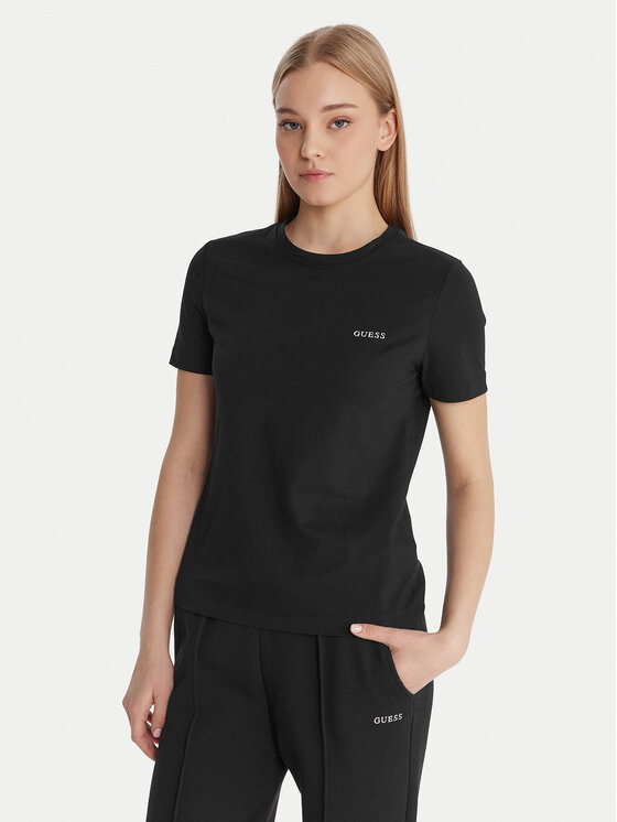 Guess T-Shirt V6RI07 J1314 Czarny Regular Fit
