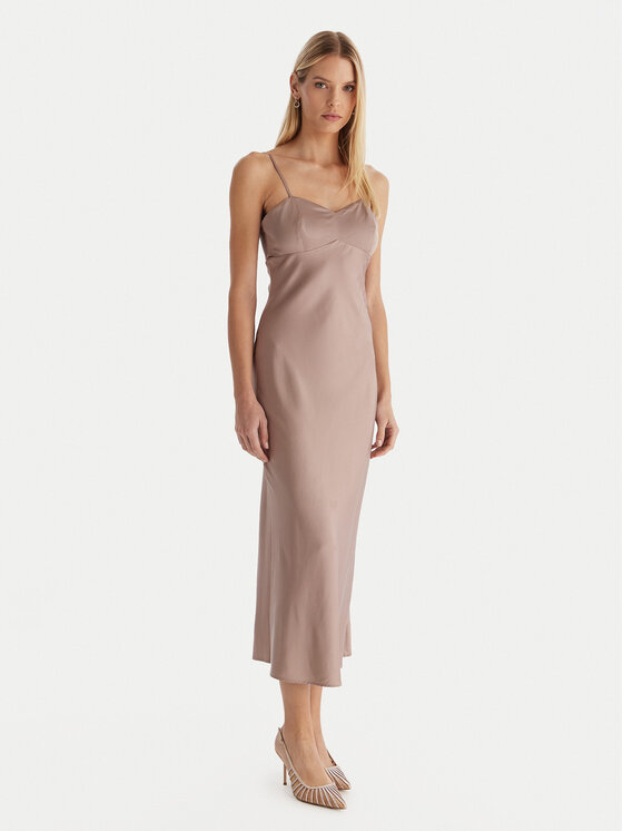 Guess Sukienka wieczorowa W5YK35 WHEZ2 Beżowy Slim Fit