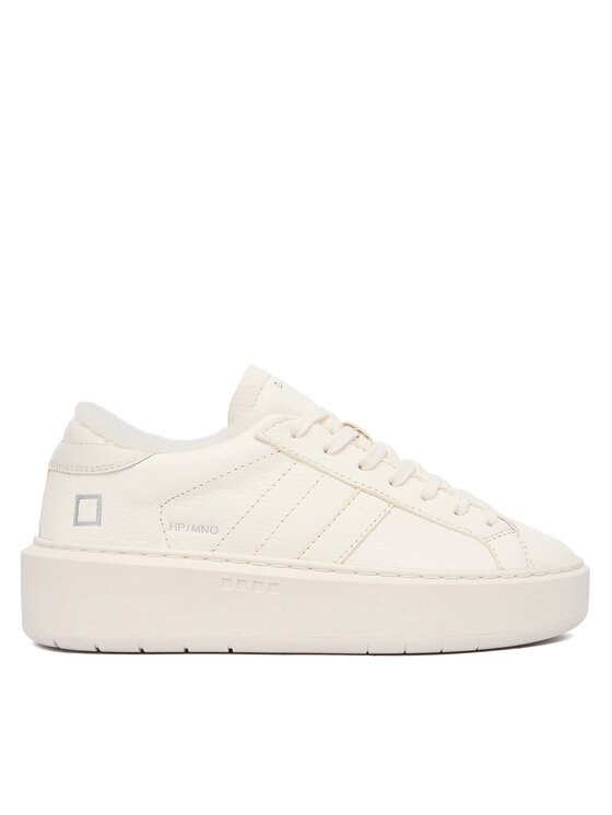 D.A.T.E. Sneakersy Hill Low Fur Platform W431-HPF-MN Écru