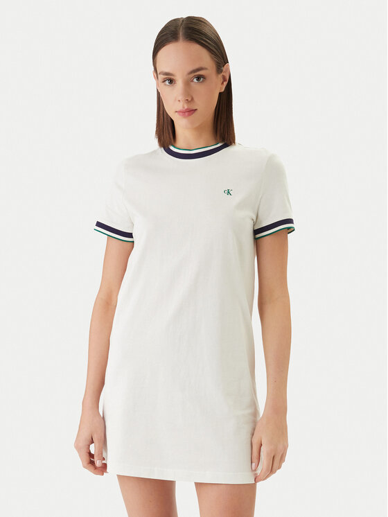 Calvin Klein Jeans Sukienka codzienna LV047F248G Biały Relaxed Fit